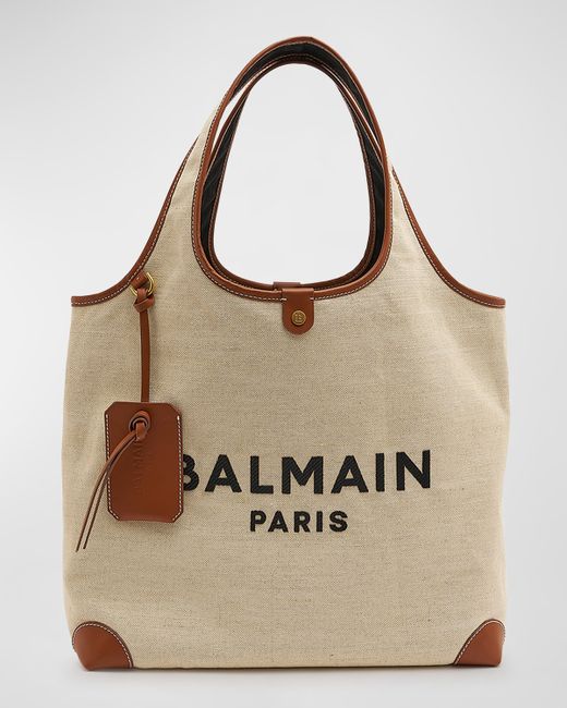 Balmain B Army Logo Canvas Shopper Tote Bag