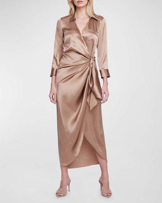 L'agence Kadi Wrap Silk Maxi Dress