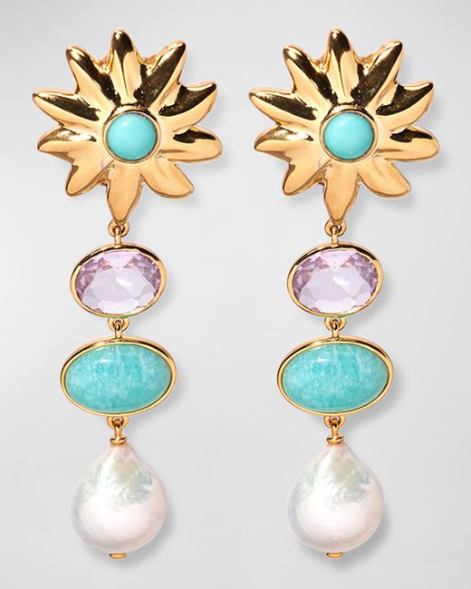 Lizzie Fortunato Aphrodite 24K Gold Plated Baroque Pearl Drop Earrings