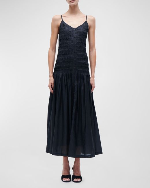 Figue Holkham Pleated Button-Front Maxi Dress