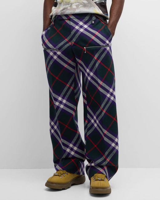 Burberry Multi-Check Pants with Zippers
