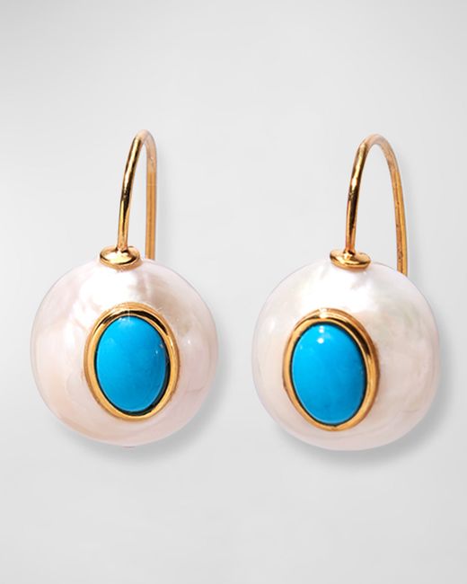 Lizzie Fortunato Pablo 24K Gold Plated Pearl and Turquoise Drop Earrings