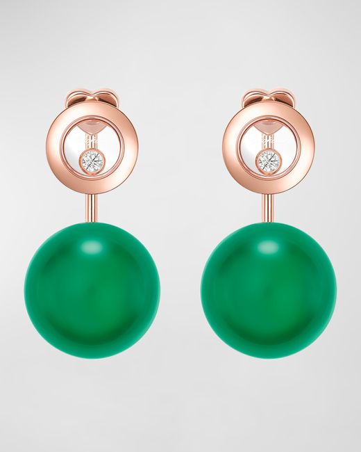 Chopard Happy Diamonds Planet 18K Rose Gold and Green Agate Earrings