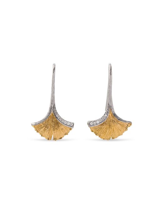 Michael Aram Gingko Leaf Drop Earrings with Diamonds