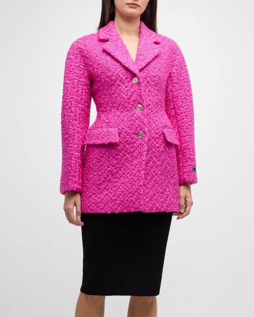 Versace Single-Breasted Tweed Coat