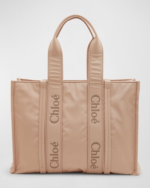 Chloé Woody Large Nylon Shopper Tote Bag