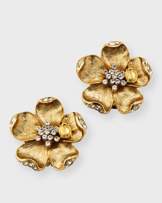 Oscar de la Renta Ladybug Flower Earrings