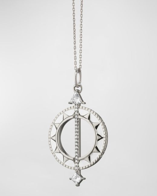 Monica Rich Kosann Sterling Sundial Charm Necklace with White Enamel