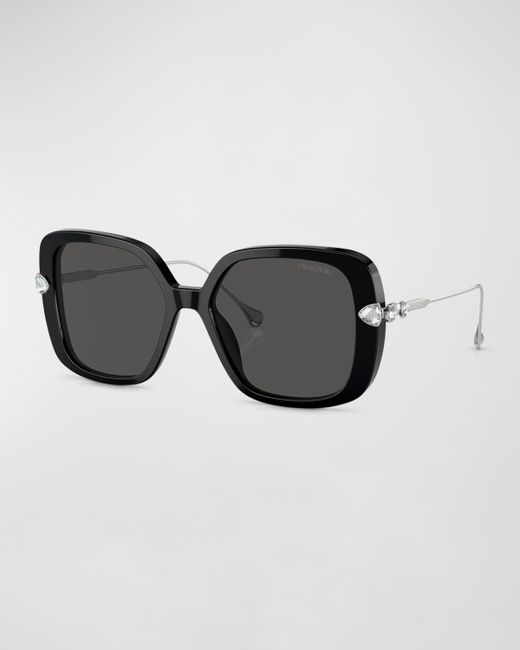 Swarovski Crystal-Embellished Acetate Metal Square Sunglasses