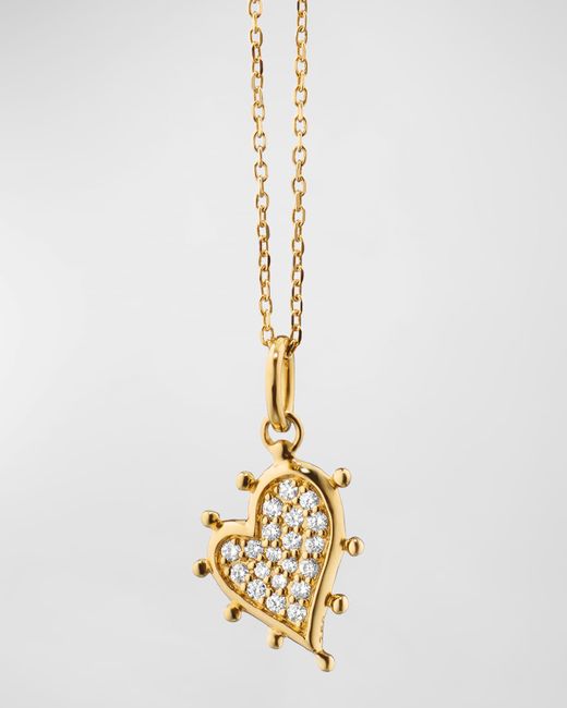 Monica Rich Kosann 18K Yellow Petite Pave Diamond Heart Necklace