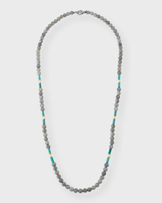 Armenta 18K Gold and Artifact Teal Patina Labradorite Beaded Necklace
