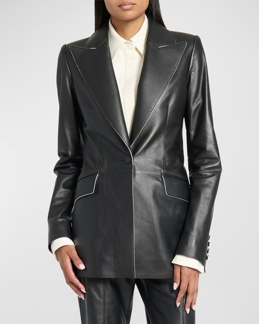 Gabriela Hearst Leiva Leather Single-Breasted Blazer Jacket
