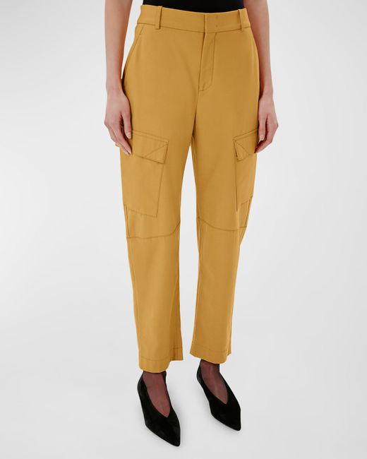 Another Tomorrow Mid-Rise Curved Straight-Leg Ankle Cargo Pants