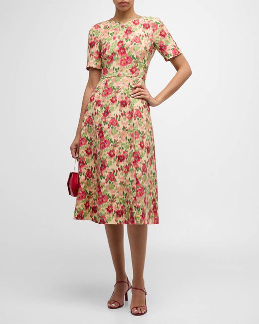 Adam Lippes Evangeline Floral Print Wool Midi Dress