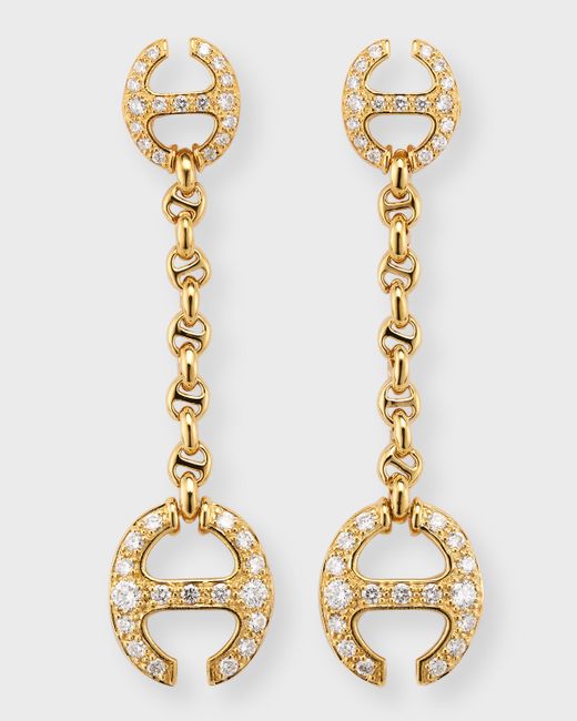 Hoorsenbuhs 18K Gold Micro Link Chain Earrings with Diamonds