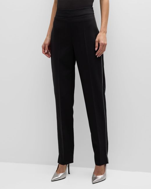Emporio Armani Embellished High-Rise Tapered Cady Pants