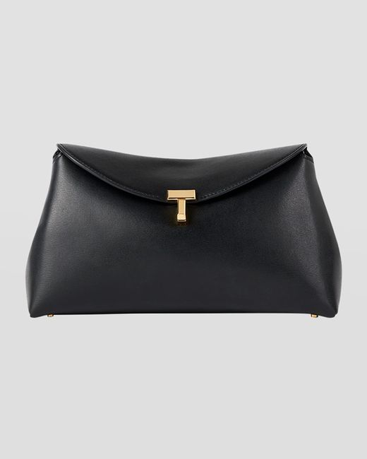 Totême T Lock Leather Clutch Bag