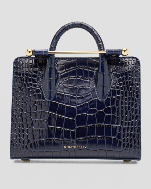 Strathberry Nano Croc-Embossed Tote Bag