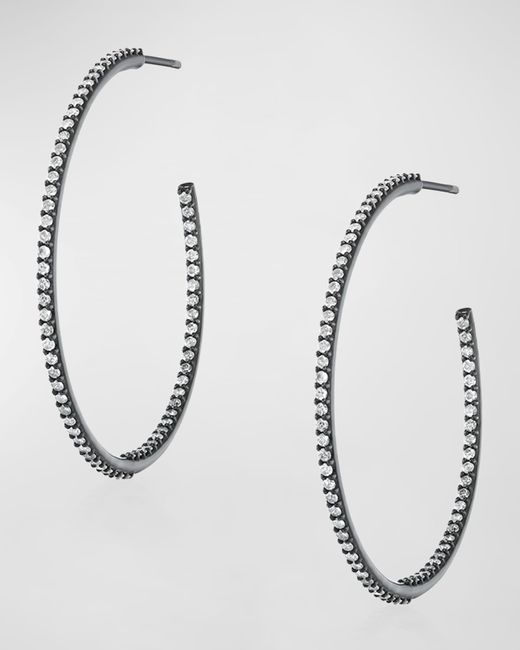 Sheryl Lowe Inside-Out Diamond Hoop Earrings Rhodium-Tone