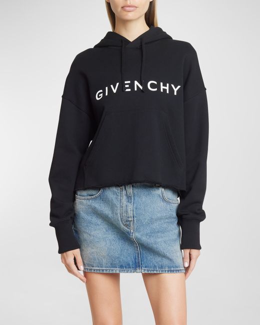Givenchy Logo-Print Crop Hoodie