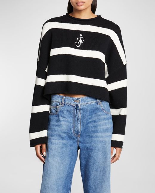 J.W.Anderson Anchor Logo Striped Crop Cashmere Sweater