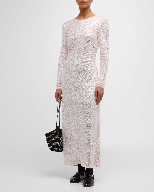 Ganni Long-Sleeve Sequin Maxi Dress