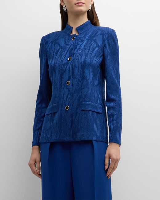 Misook Tailored Button-Down Jacquard Knit Jacket