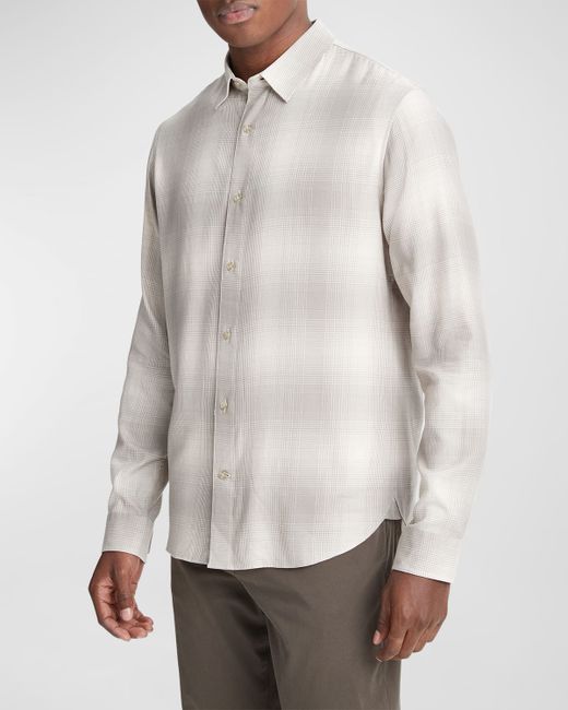 Vince Forest Shadow Plaid Button-Down Shirt
