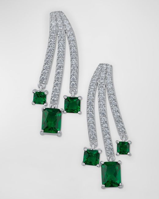Golconda by Kenneth Jay Lane Cubic Zirconia Round and Triple Fringe Earrings