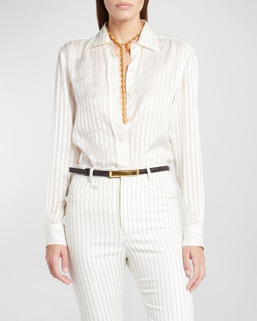 Tom Ford Striped Silk Button-Front Blouse