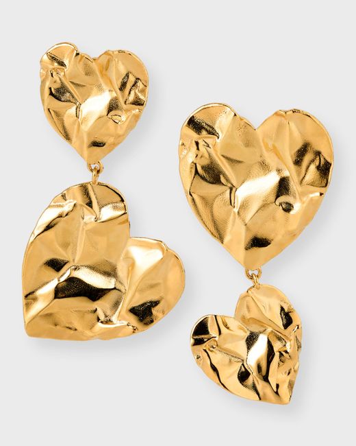 Oscar de la Renta Stacked Crushed Heart Earrings