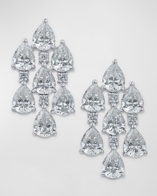 Golconda by Kenneth Jay Lane Cubic Zirconia Round and Pear Draped Fringe Drop Earrings