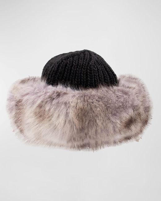 Surell Accessories Kate Knit Beanie With Faux Fur Cuff