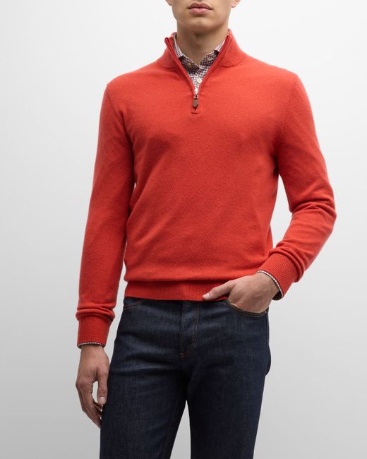 Neiman Marcus Cashmere Collection Cashmere Quarter-Zip Sweater