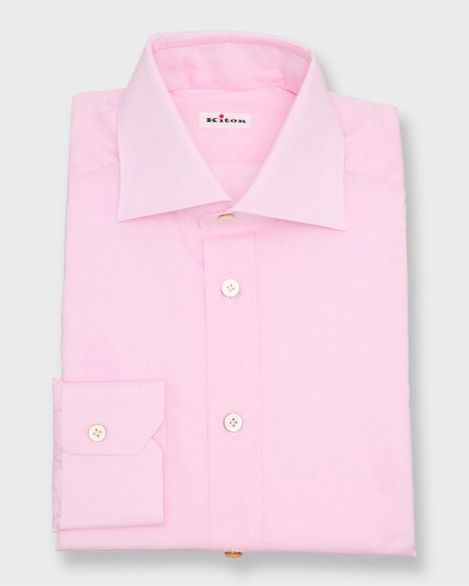 Kiton Micro-Houndstooth Cotton Dress Shirt
