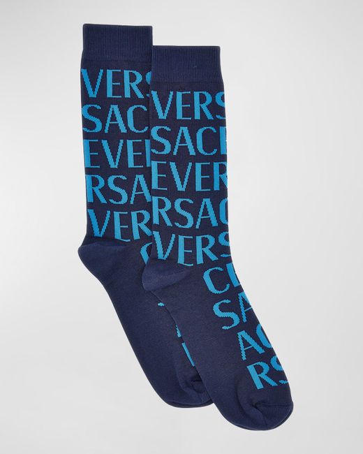 Versace Allover Logo Crew Socks