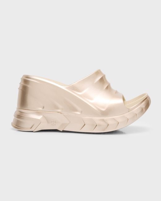 Givenchy Marshmallow Metallic Wedge Slide Sandals