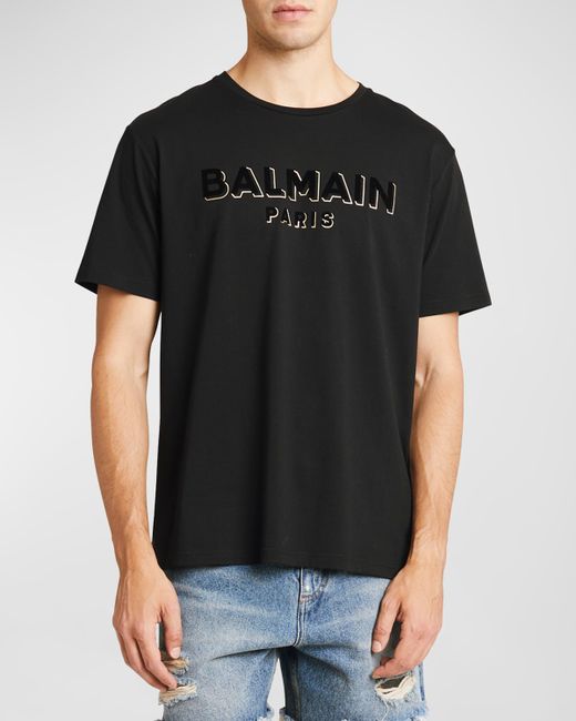 Balmain Flocked Foil Logo T-Shirt