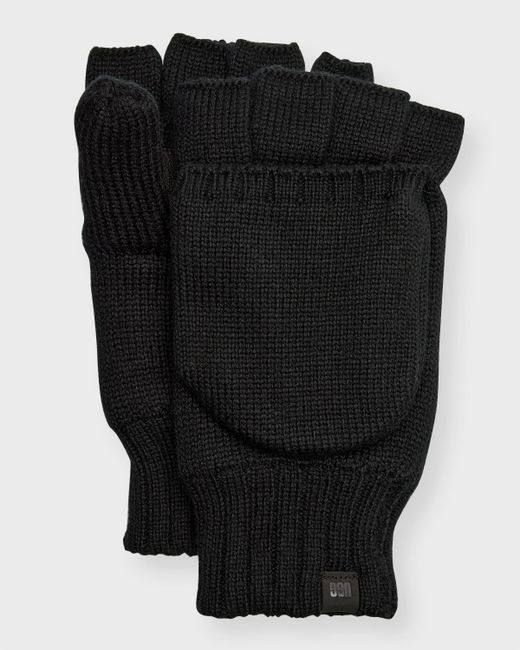 Ugg Knit Gloves with Leather Palm Patch