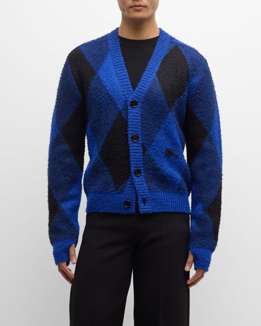 Burberry Argyle Wool Cardigan Sweater