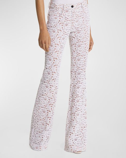 Michael Kors Collection High-Rise Lace Flare Jeans