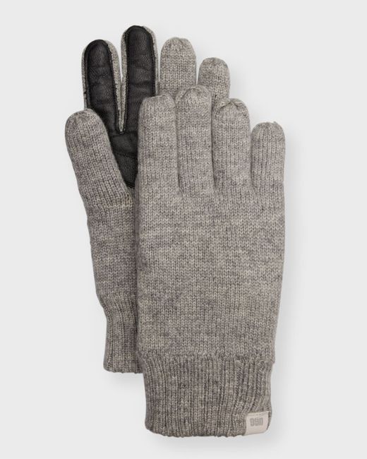 Ugg Knit Gloves with Leather Palm Patch