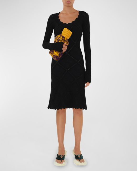 Burberry Wool Knit Long-Sleeve Dress