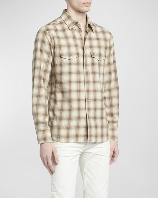 Tom Ford Gradient Check Western Button-Down Shirt