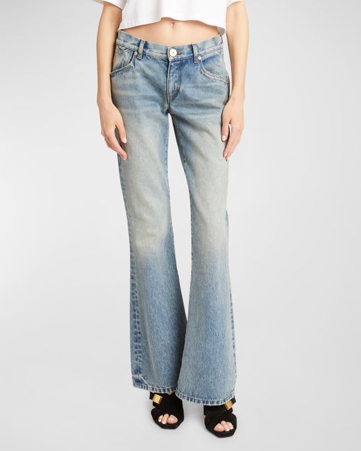 Balmain Low-Rise Western Cropped Bootcut Jeans