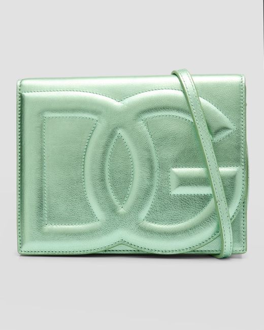 Dolce & Gabbana DG Logo Metallic Leather Crossbody Bag