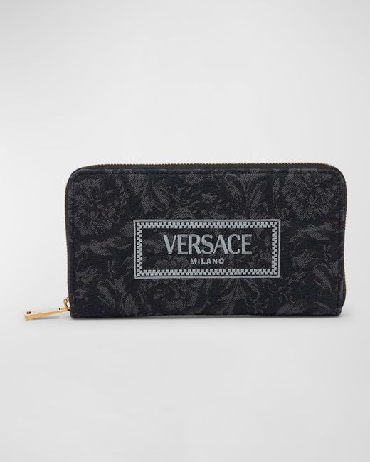 Versace Zip Jacquard Embroidered Long Wallet