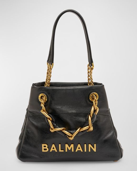 Balmain 1945 Cabas Small Crinkled Top-Handle Bag