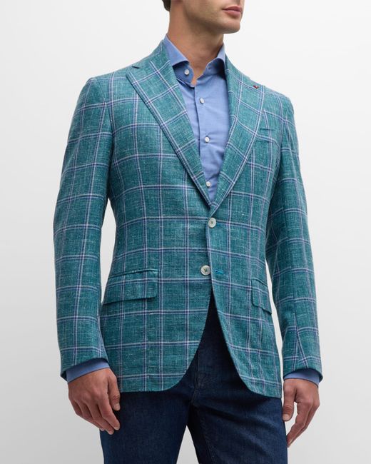 Isaia Windowpane Wool-Blend Sport Coat