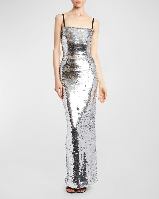 Dolce & Gabbana Long Sequin-Embellished Column Dress